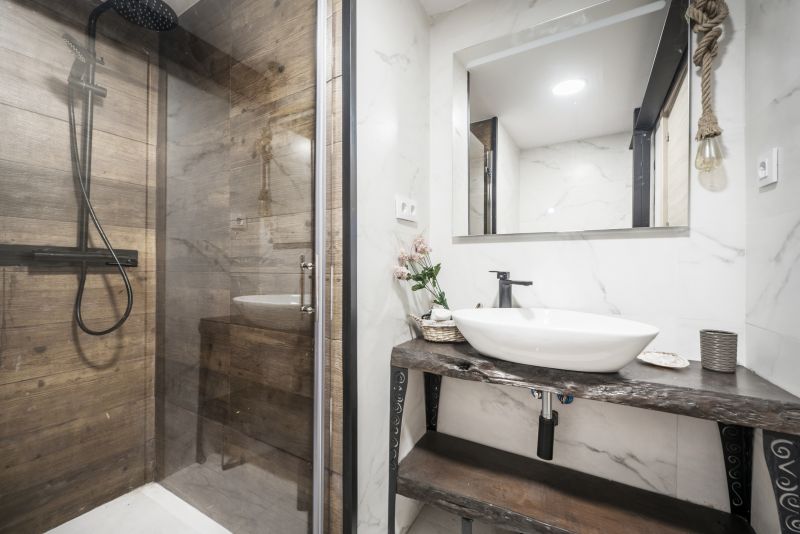 Minimalist Shower with Black Accents